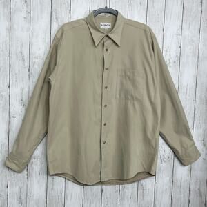 Vintage Alfani Tan Long Sleeve Collared Button Up Dress Work Business Shirt Med